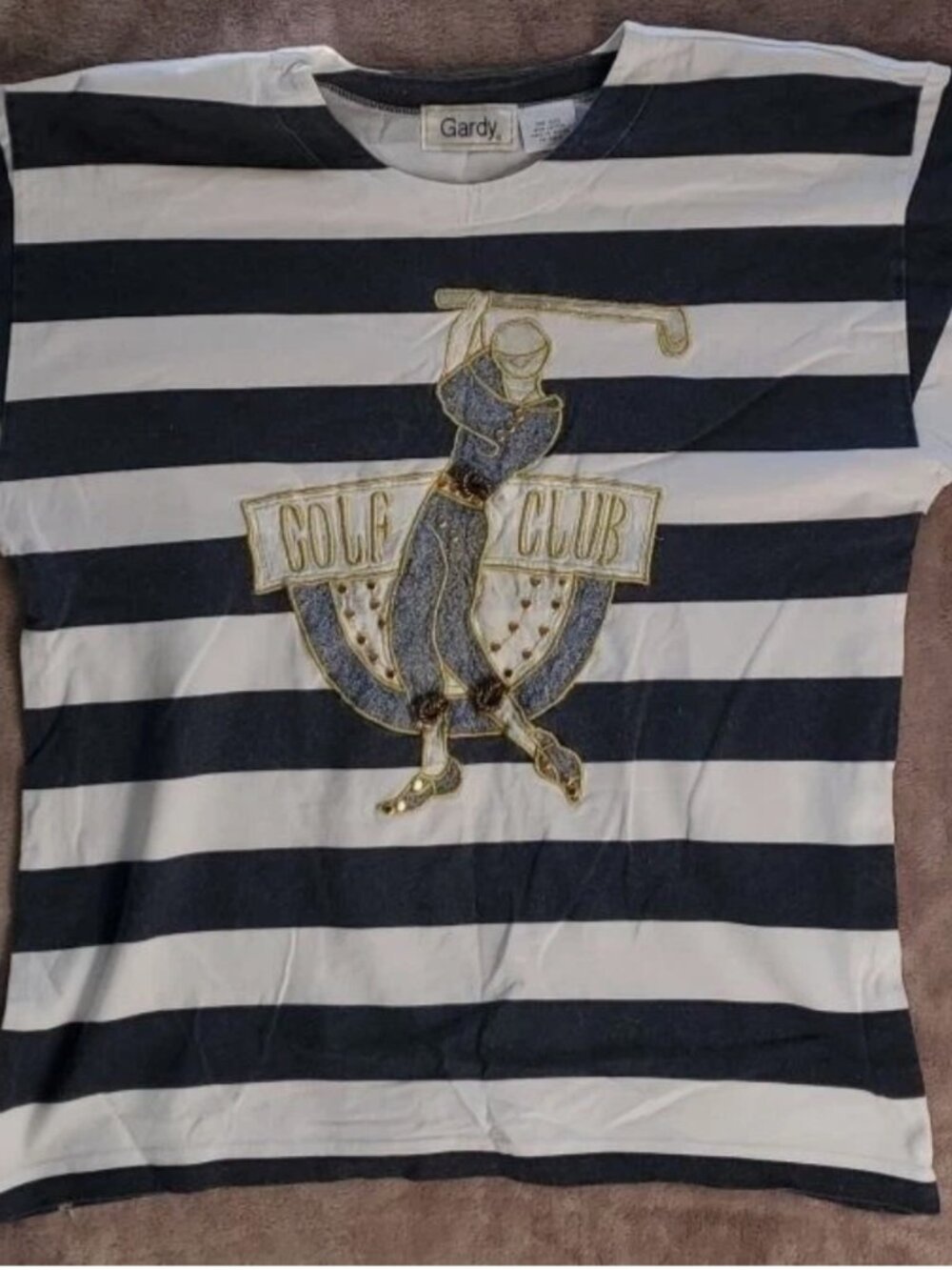Gardy Golf Club One Size Striped Long Sleeve Shirt 100% Cotton Women Shirt